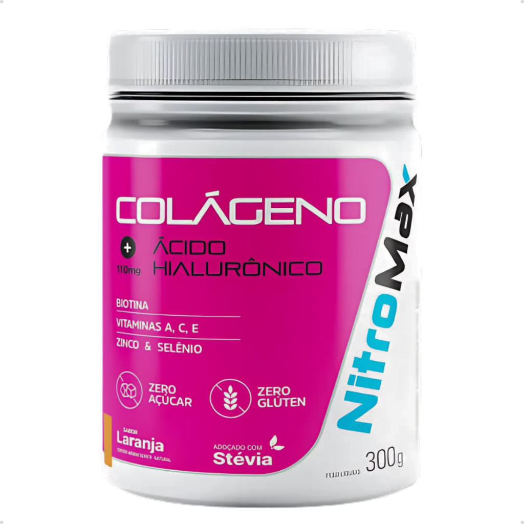 Colágeno Hidrolisado + Ácido Hialurônico 300g Nitromax - Laranja