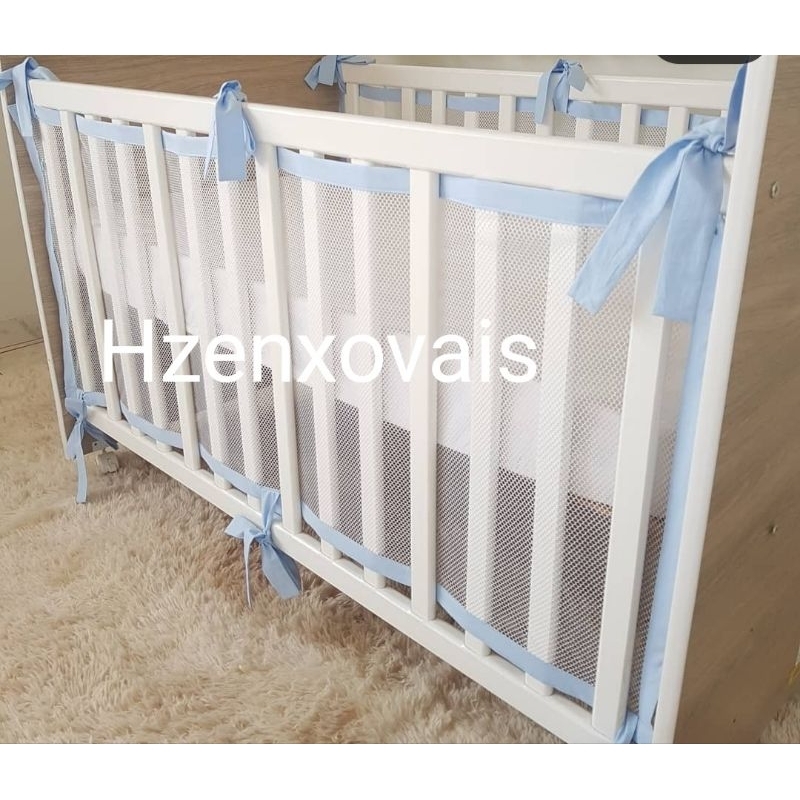 Tela antissuficante cobre a grade toda rosa, menina kit berço, para maternidade neném em Oferta na Shopee