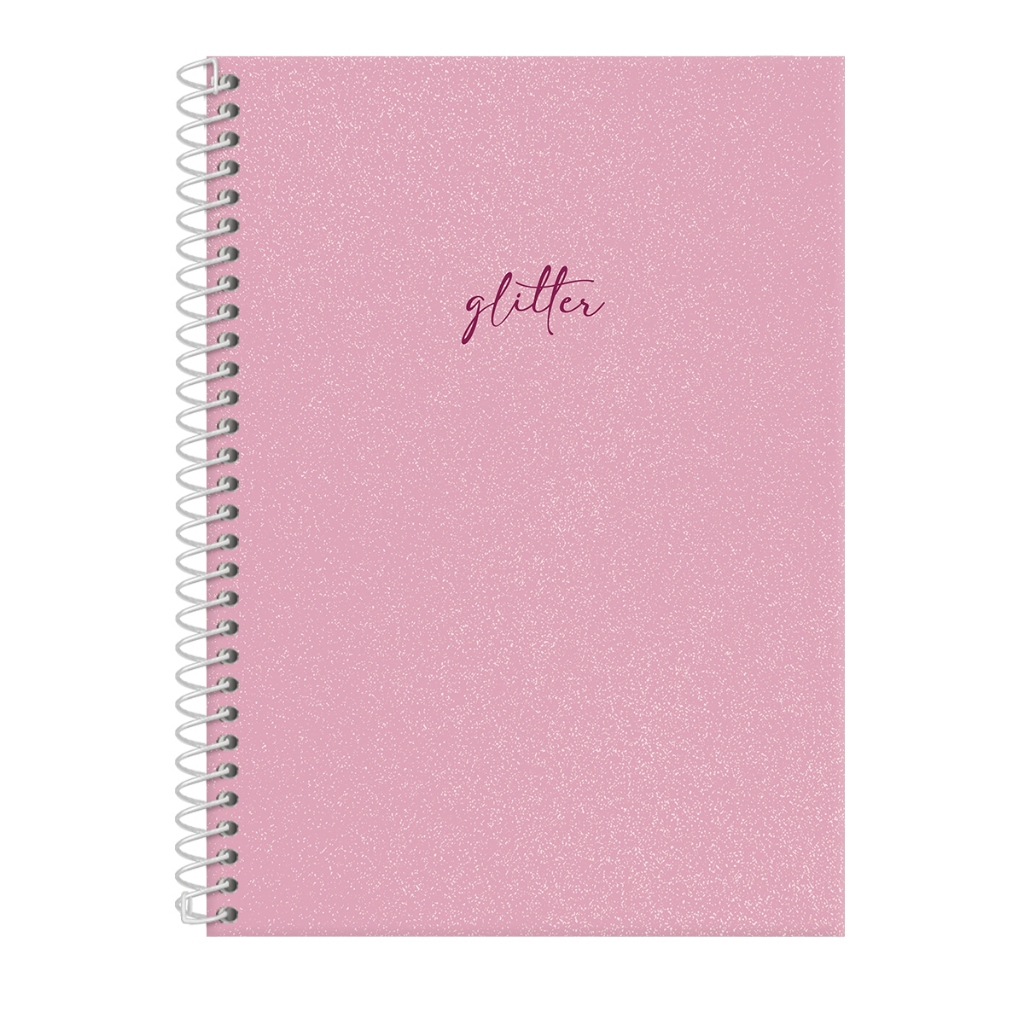 Caderno Colegial Capa Dura Feminino Solid Glitter Colors