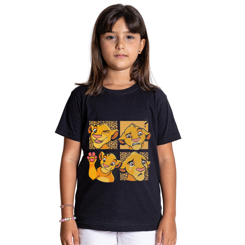 Camiseta Infantil Unissex Rei Leão Filme Desenho Simba Blusa Criança Bebê Tecido Confortável Macia