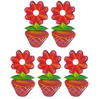 Quinteto De Flor Com Vaso Decorativo De Varanda Jardim Casa Quadro em Oferta na Shopee