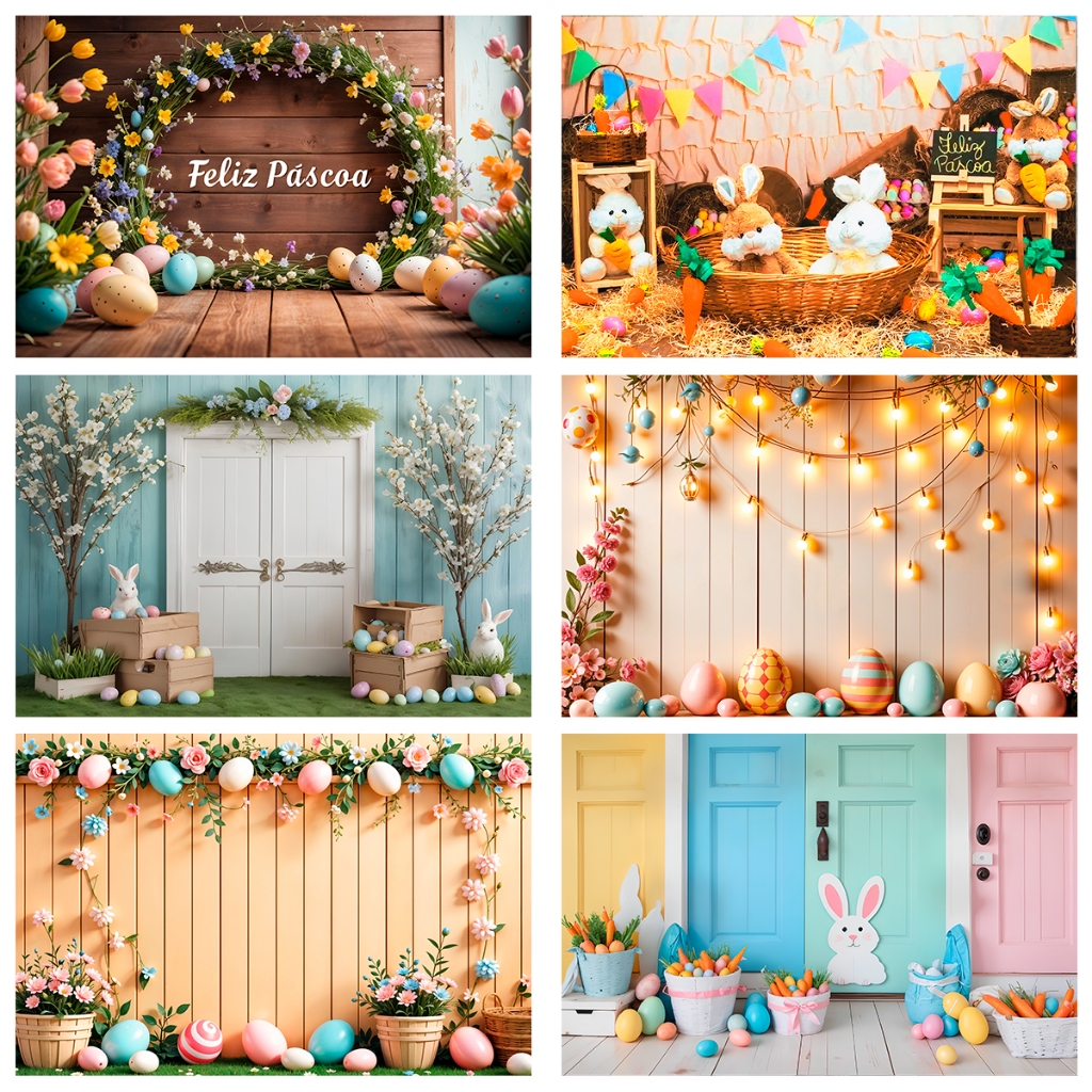 Fundo Fotográfico Feliz Páscoa Newborn Tecido Sublimado 1,50x2,20 Mt