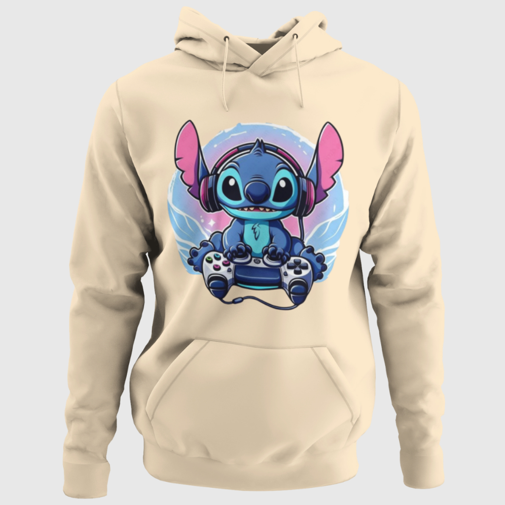 Blusa De Moletom Unissex Casaco de Frio Lilo Stitch Gamer Personalizado Linha premium com Bolso e Capuz