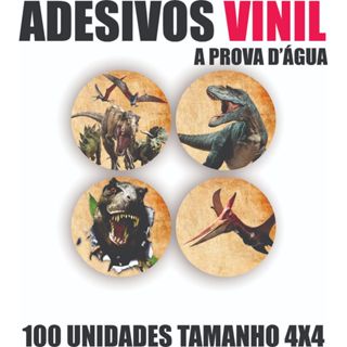 100 Etiquetas Adesivas DINOSSAURO JURASSIC WORLD PARK | Adesivo Redondo 4x4 | Vários Modelos em Oferta na Shopee