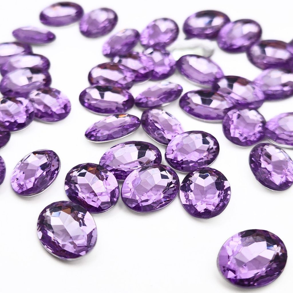 Chaton Oval 13x18mm - Lilás - Base Irregular