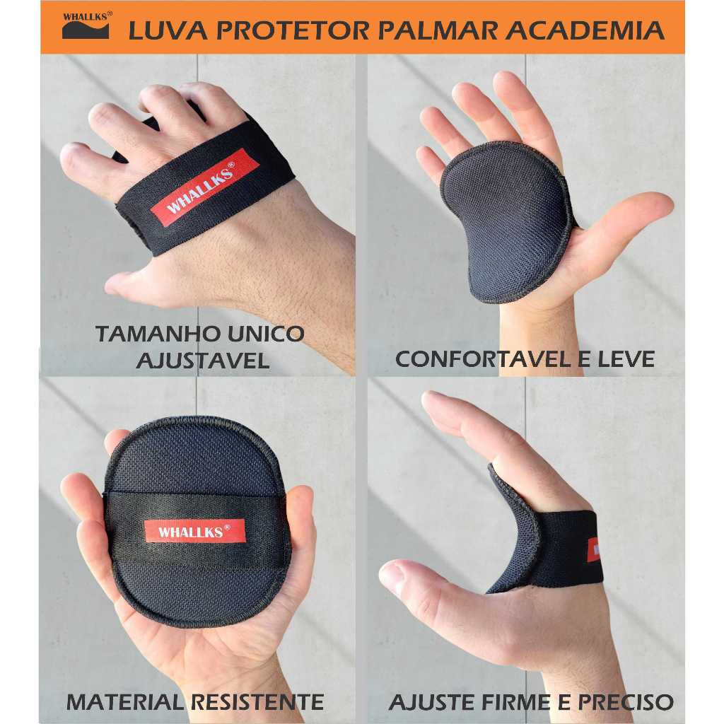 Luva Academia Protetor Palmar Ajustável com Elastico Reforço Palmar com tecido Aderente resistente