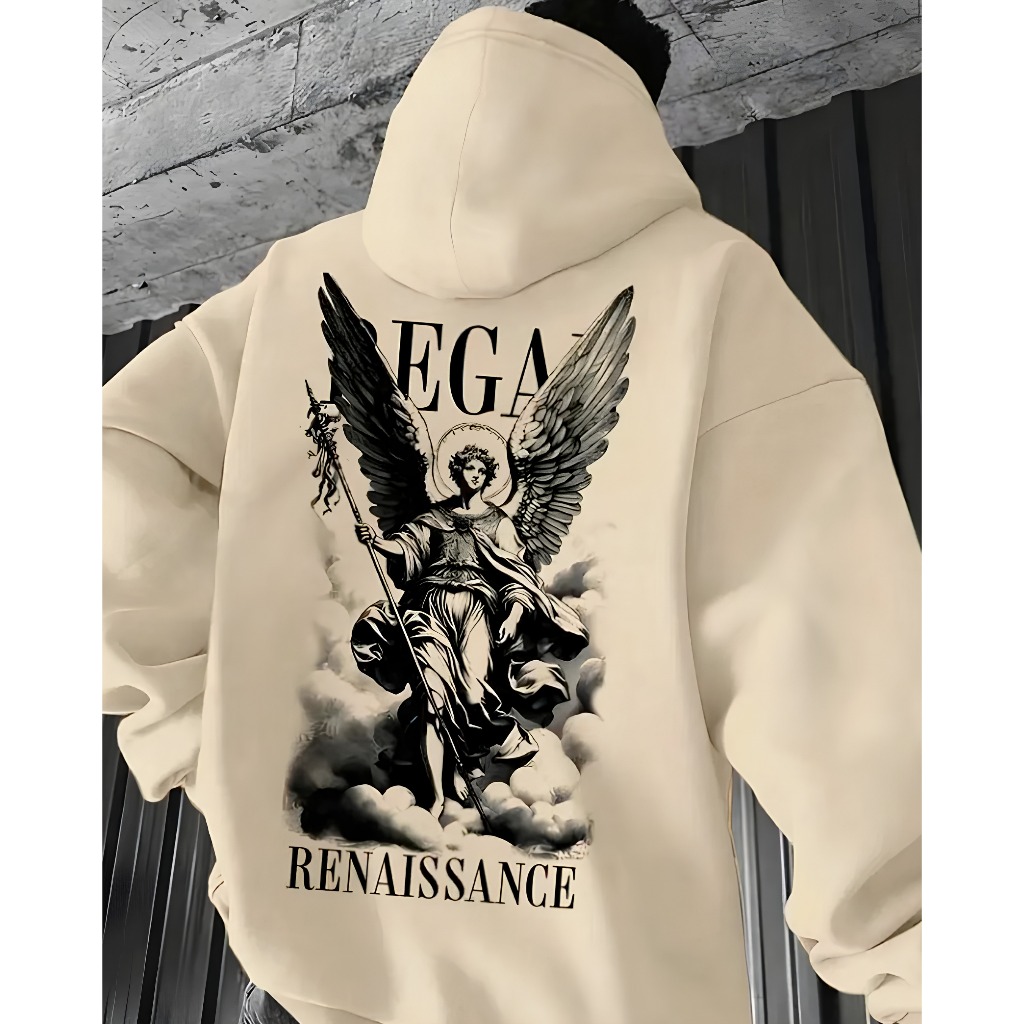 Moletom Canguru Masculino Flanelado Capuz Inverno Casual Estampa Moderna Unissex Anjo Renassência em Oferta na Shopee