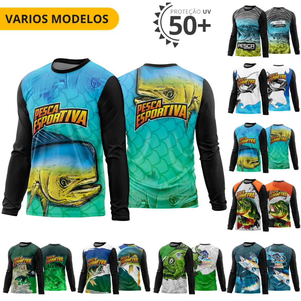 Blusa segunda pele UV50+ Para academia treino pescaria varias estampas envio hoje pesca com proteção solar agro rancho