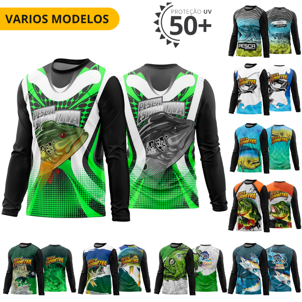 camiseta agro pesca peixes pescaria turma personalizada envio hoje com proteção UV50+ SEGUNDA PELE RACNHO ROÇA BARCO FUL