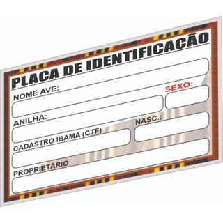 10 Unidades de placa modelo branco sem foto da ave. em Oferta na Shopee