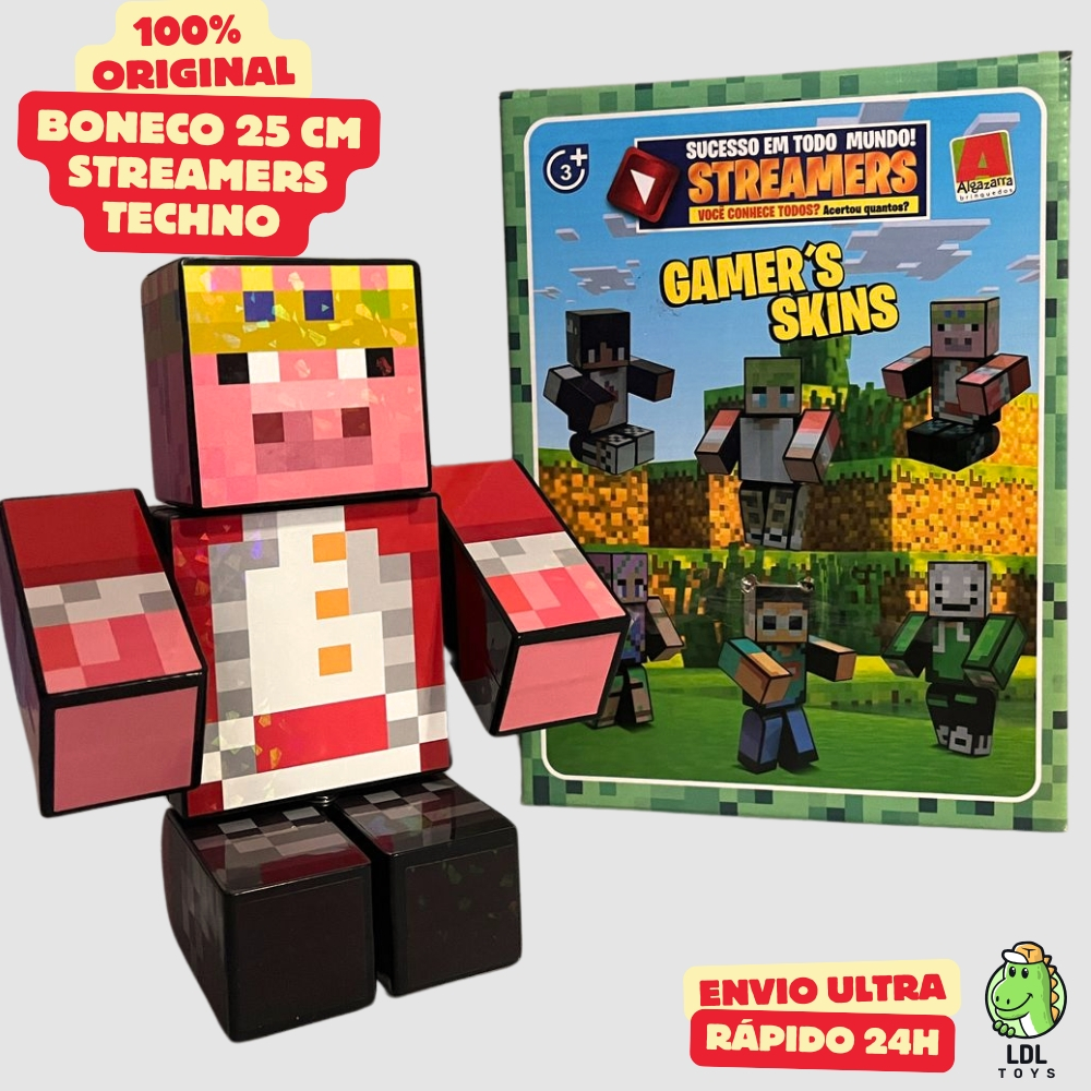 Boneco Articulado Gamer Skin Streamer Techno 25 Cm Youtuber Algazarra em Oferta na Shopee