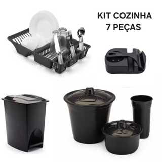 Kit 7 Pecas  Lixeira 7 Litros  + Escorredor Louça+ Lixeira Pia Organizador   + Kit Pia Rodinho  Detnte em Oferta na Shopee