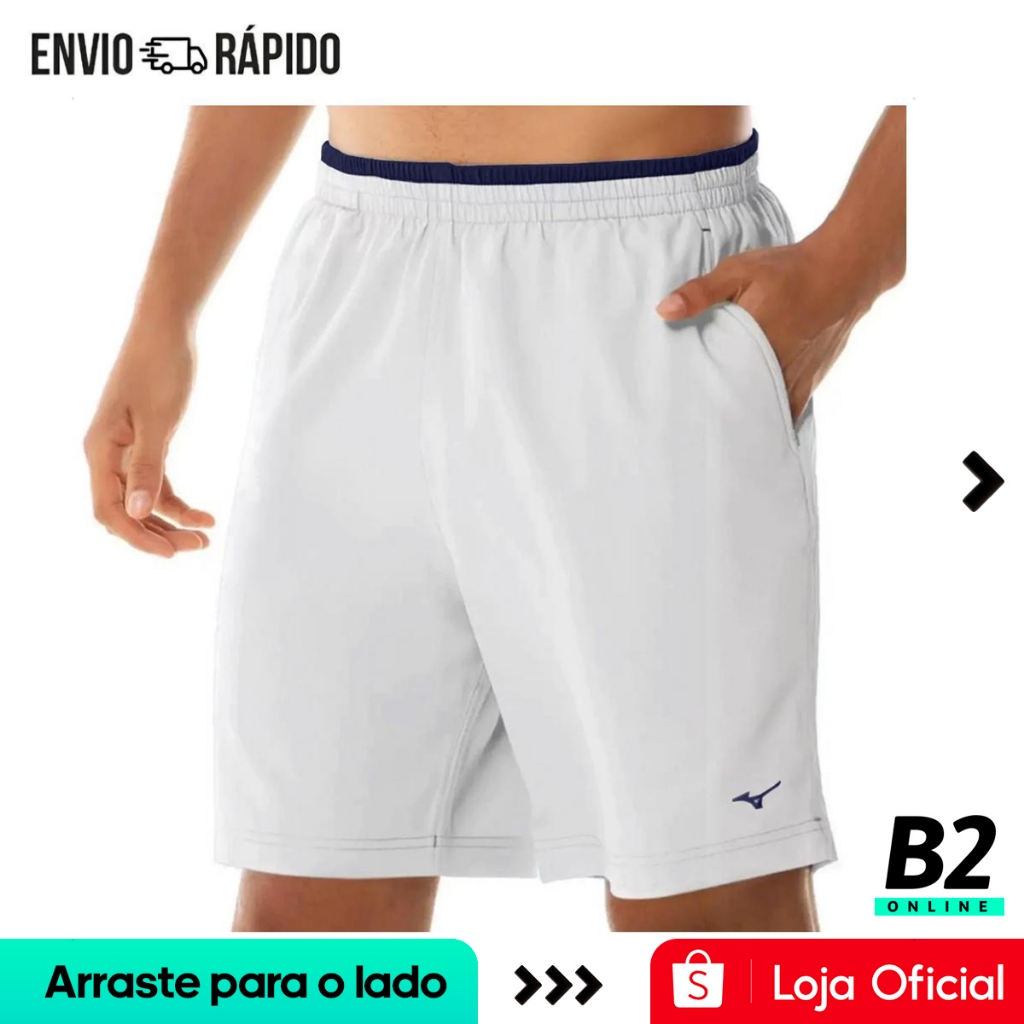 Bermuda Mizuno Tennis Master M 7" Masculina Branca Original Com Nota Fiscal e Garantia em Oferta na Shopee