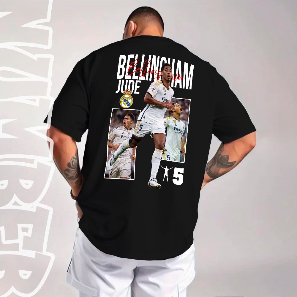 Camisa Camiseta basica e oversized elegante Jude Bellingham Jogador Real Madri Unissex em algodao