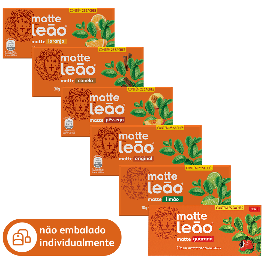 Kit Chá Matte Leão e 6 Sabores - 6 Caixas / 150 Sachês