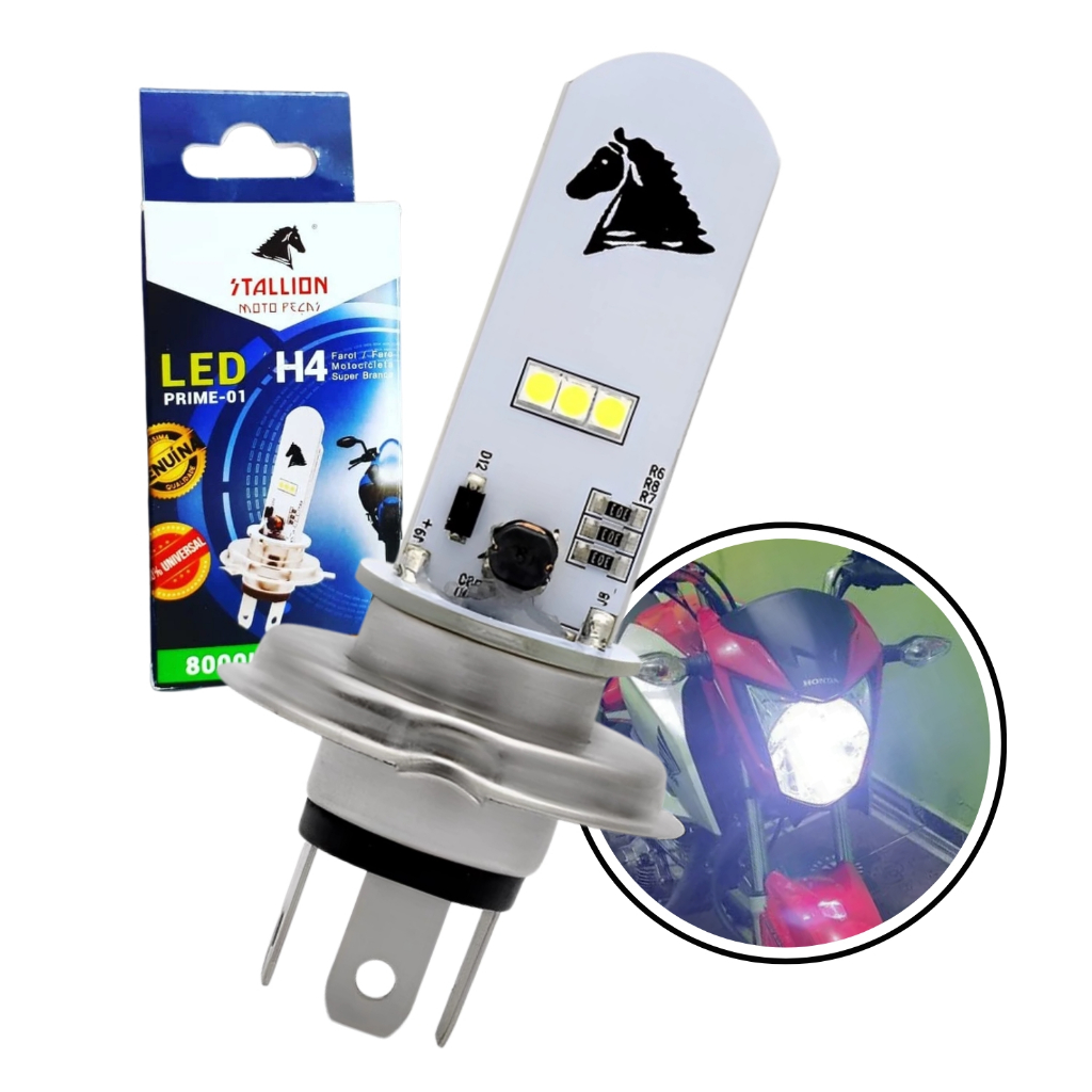 Lâmpada Farol Led Moto H4 8000k Xenon Stallion Cavalinho Cg Titan 160 - Spare Parts and Accessories for Vehicles