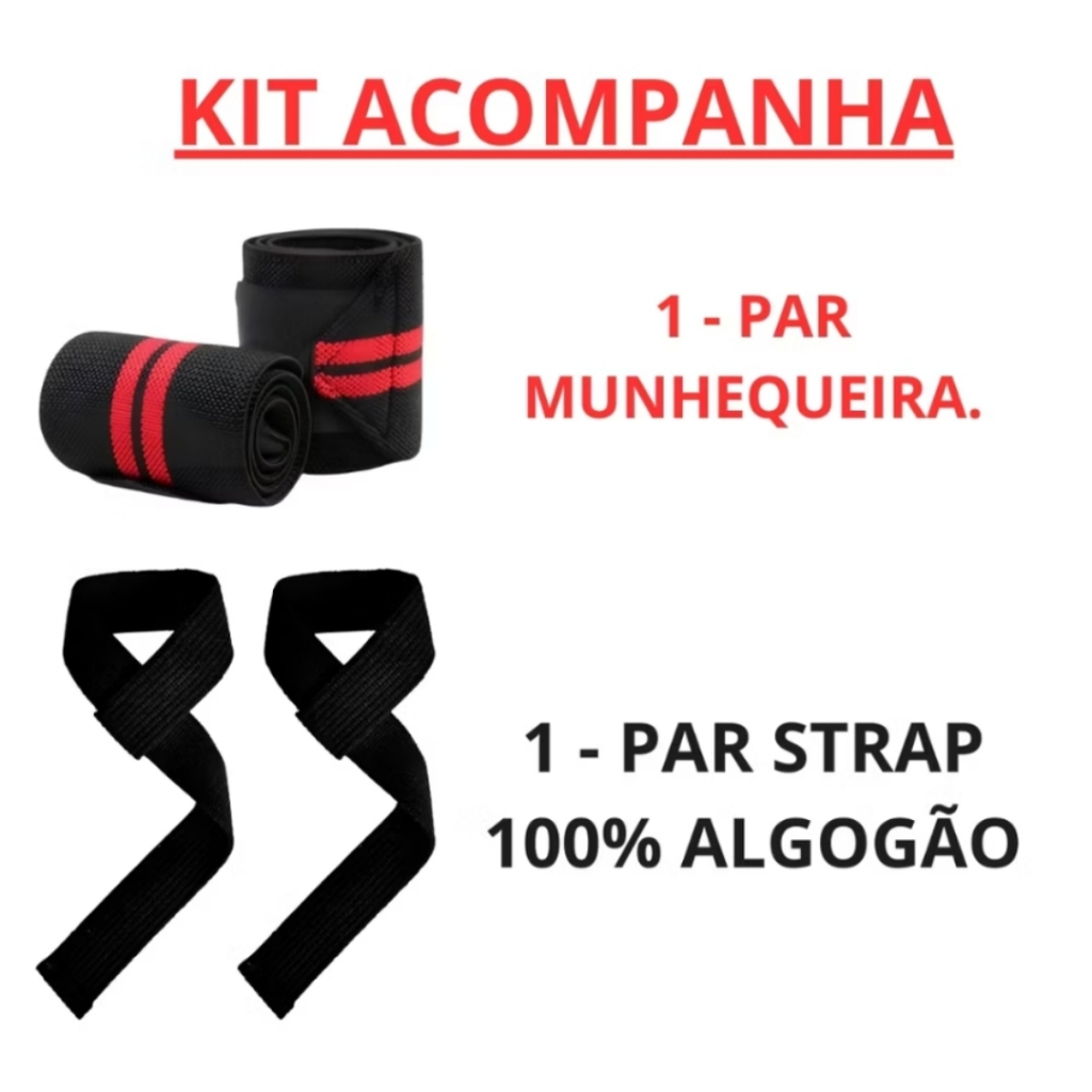 KIT  MUNHEQUEIRAS PREMIUM   MAIS 1 PAR TALAS STRAPS PREMIUM 100% ALGODÃO.
