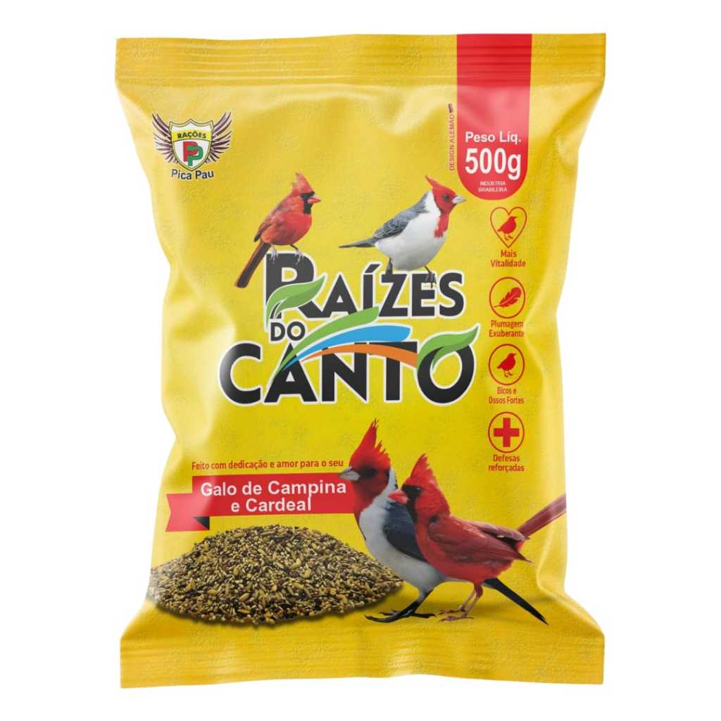 Ração para pássaros mistura para Galo de Campina e Cardeal 500g Pica Pau