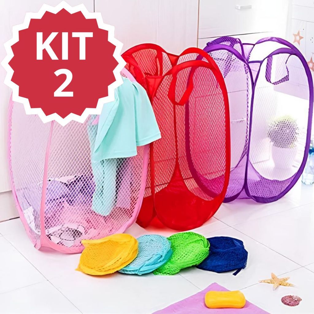 KIT 2 Cesto de Roupas Organizador Cesto Dobravel Cesto de Roupa Suja Cesto Grande de Brinquedos Multifuncional