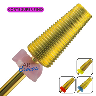 Broca de tungstênio dourada cônica do topo reto 5 em 1 original proberra premium para unhas canhoto corte reto em Oferta na Shopee