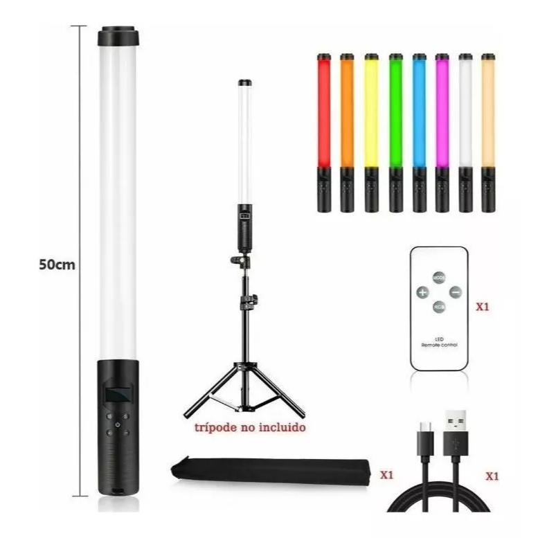 Bastão De Led portátil profissional iluminação Luz Rgb E Branco Preenchimento Foto Com Con...