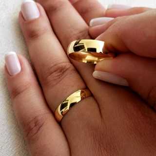 Aliança aço inoxidável Dourado Brilhante Luxuoso Estiloso Moderno Compromisso Namoro Casamento em Oferta na Shopee