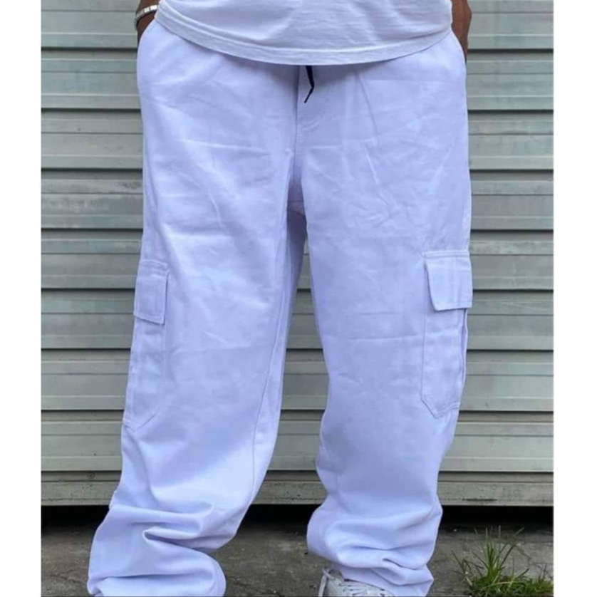calça cargo, masculino e feminino 5 bolsos estilo balao elastico