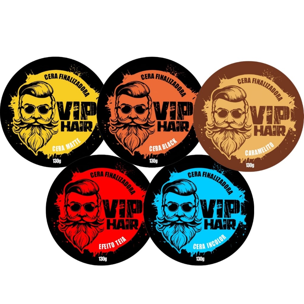 Kit 60 Cera Modeladora Finalizadora Vip Hair 130g Barba Cabelo Bigode