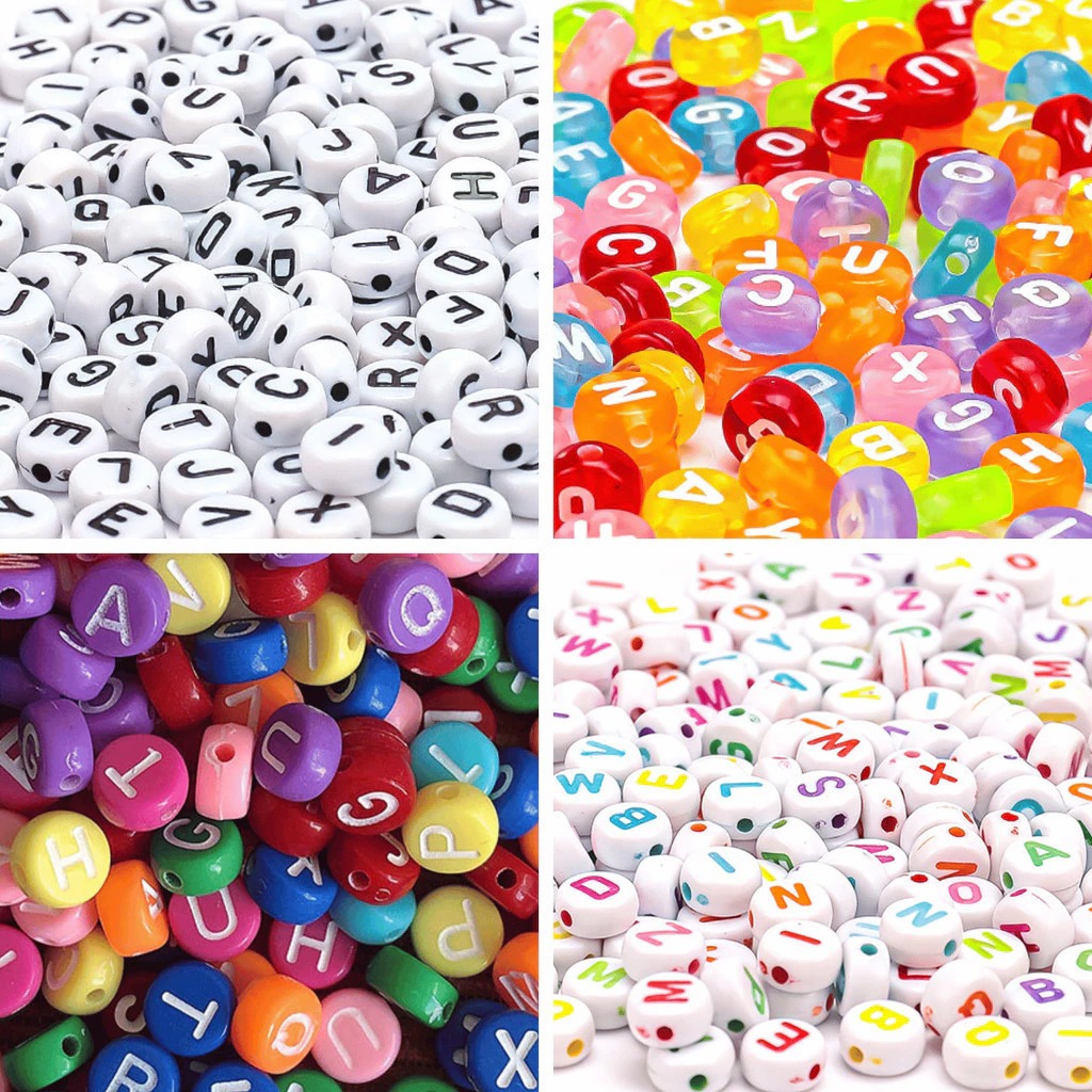 Miçangas Letras Alfabeto 1000 unidades para pulseiras artesanato Colares Chaveiro em Oferta na Shopee