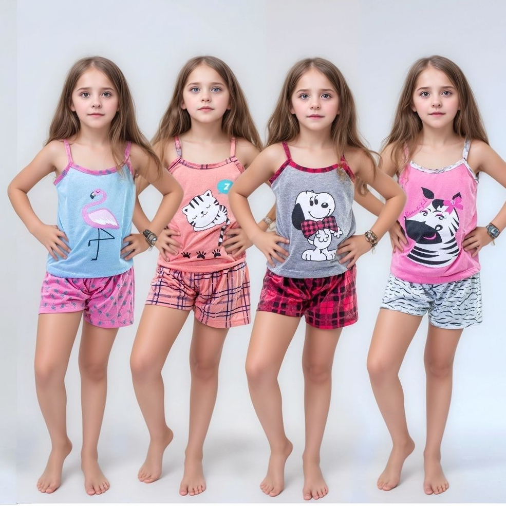 Kit 4 Pijamas FB Infantil Baby Doll Alcinha Personagem Estampa