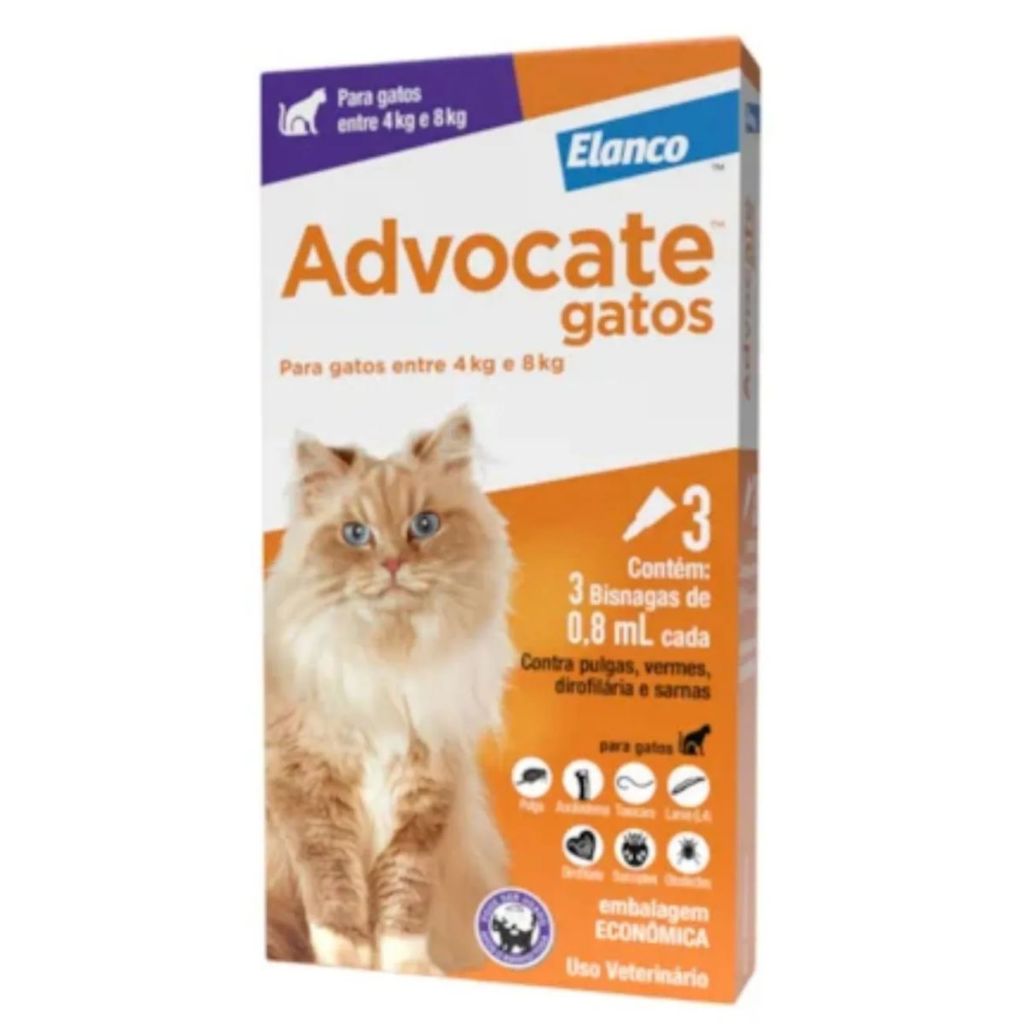 Antipulgas Advocate Para Gatos De 4 A 8 Kg Combo 3 Pipetas em Oferta na Shopee