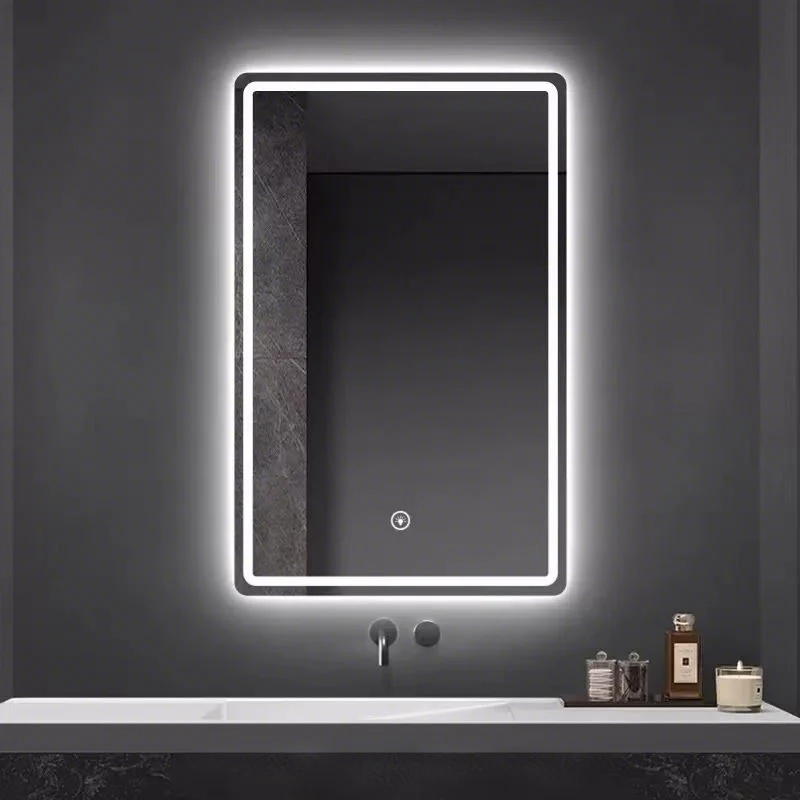Espelho Led Jateado Touch com 3 ton Lapidado  Retangular Redondo  60x80 Cm Banheiro Decoração  Maquiagem