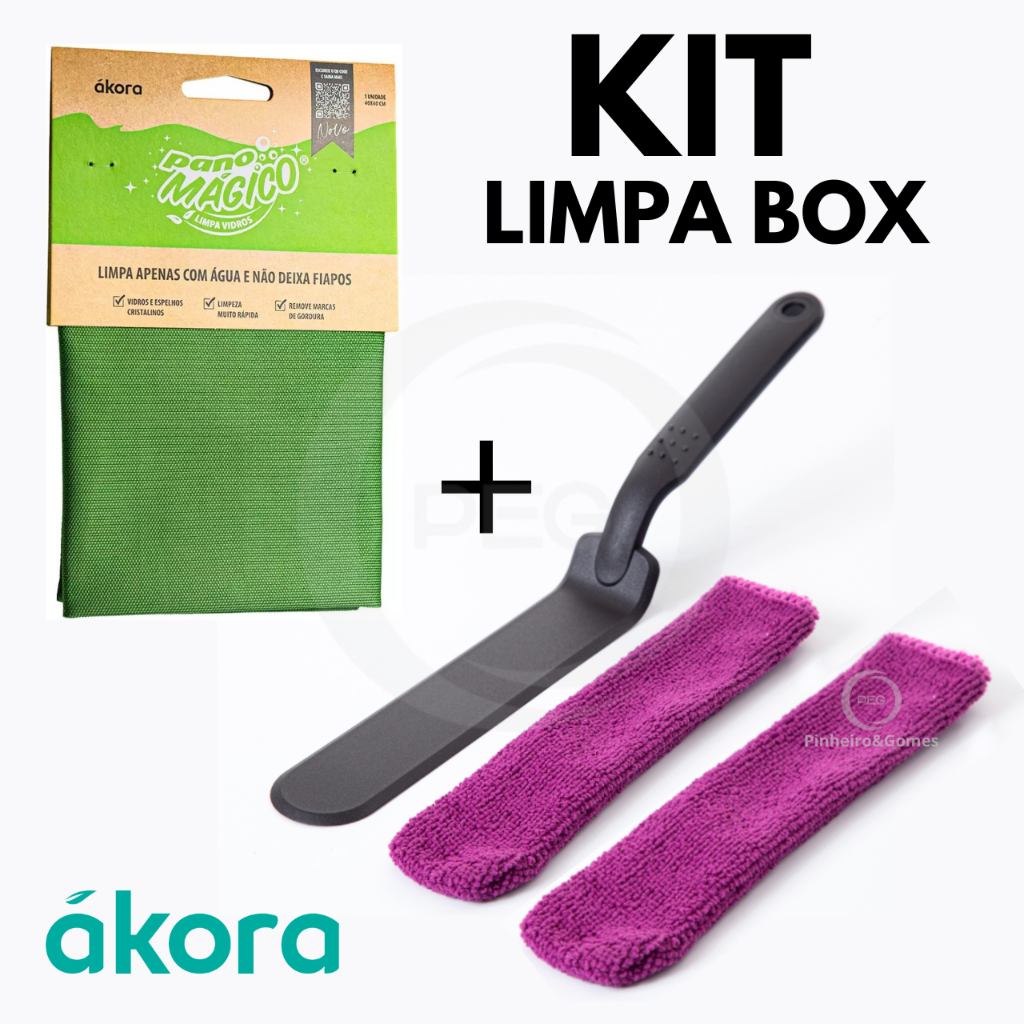 KIT Limpeza de Vãos Box e Janela + Limpa Vidro Pano Mágico Ákora Poliéster e Poliamida Microfibra em Oferta na Shopee