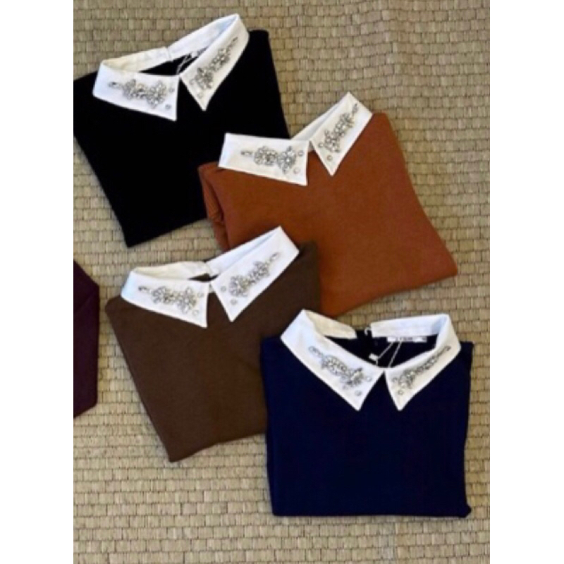 BLUSA MANGA LONGA COM PEDRARIA