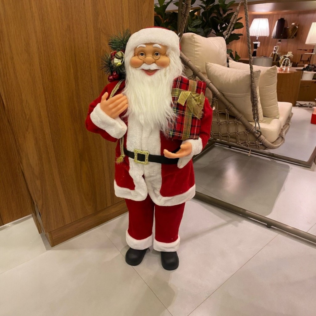 Enfeite Adorno Papai Noel Grande em Pé Decoração De Natal 110Cm Grillo