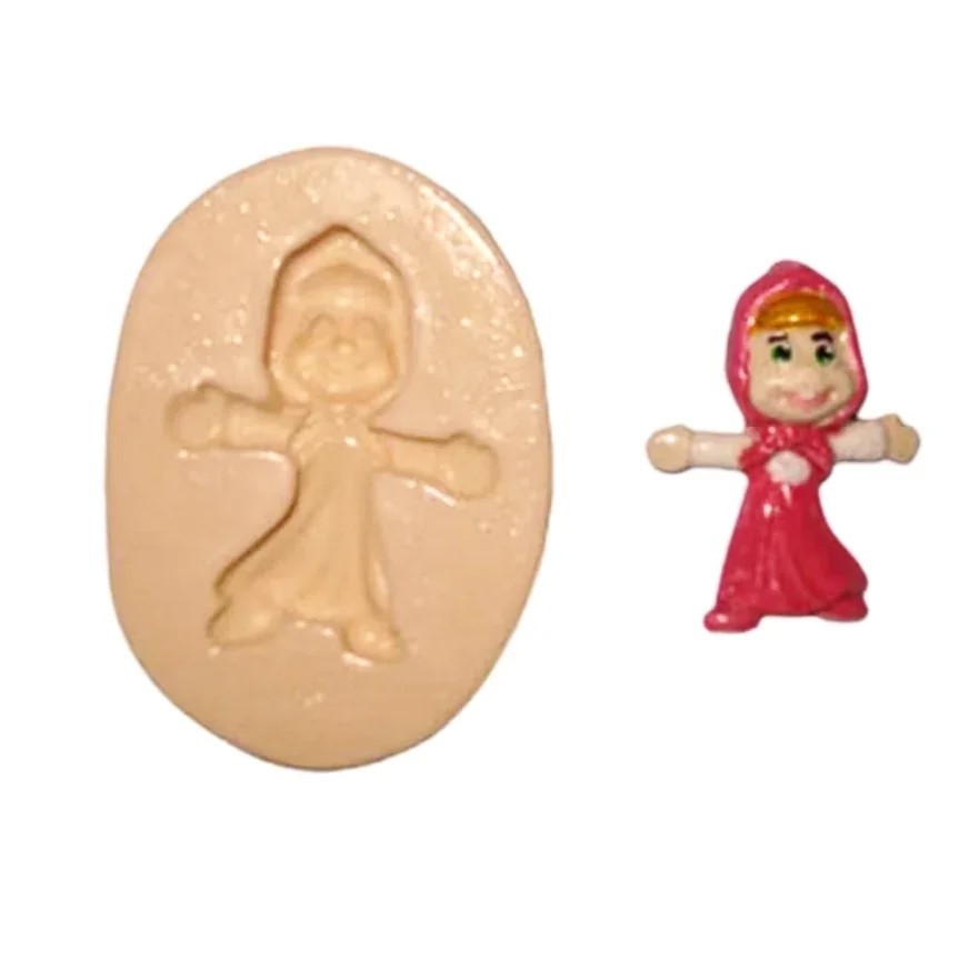 Molde de Silicone Masha de Masha e o Urso para Confeitaria e Biscuit Personagem 6cm Branco