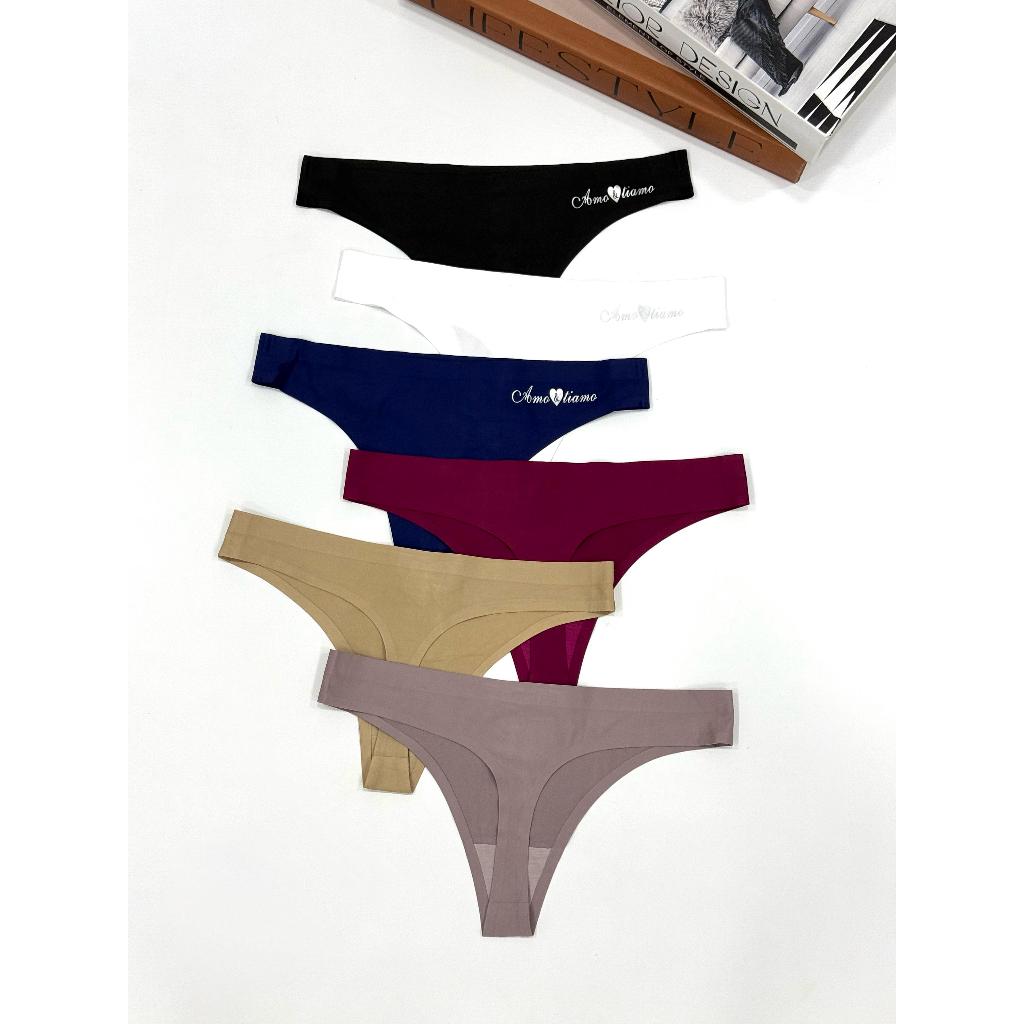 Kit com 6 ou 3 Calcinhas Sem Costura Fio Dental Cores Sortidos em Oferta na Shopee