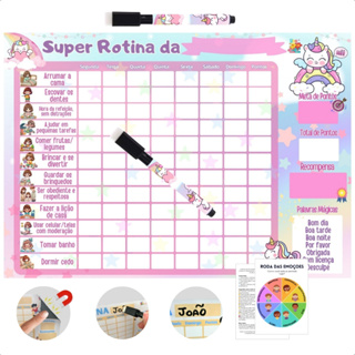 Imã Geladeira Planner Semanal Magnético infantil Presente Menina Educação positiva Unicórnio fofo em Oferta na Shopee