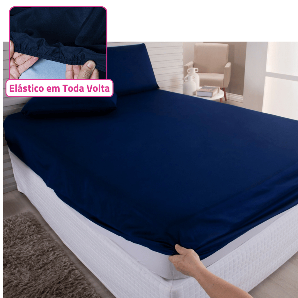 Detalhes do Jogo de Lençol 400 Fios Micropercal Roupa de Cama Casal Padrão/ Queen/ King/ Solteiro