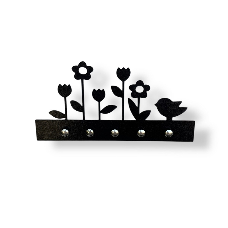 Porta Chaves Passarinhos e Flores em MDF Preto em Oferta na Shopee