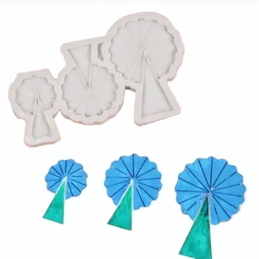 Molde de Silicone Roda Gigante Parque de Diversão para Confeitaria e Biscuit 12cm Rosa