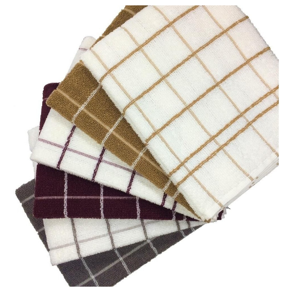 Kit 6 Panos De Prato Atoalhado Felpudo em Algodao 45X65cm 100% Algodão Listrado em Oferta na Shopee