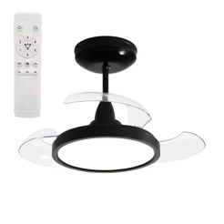 Ventilador De Teto Aliseu Retrátil Mid Preto Bivolt Com Controle Remoto Luminária Led 3 Tonalidades