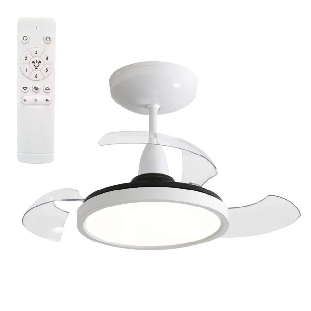 Ventilador De Teto Aliseu Retrátil Mid Branco Bivolt  Com Controle Remoto Luminária Led 3 Tonalidades em Oferta na Shopee