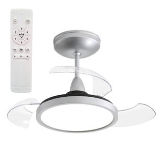 Ventilador De Teto Aliseu Retrátil Mid Prata Bivolt Com Controle Remoto Luminária Led 3 Tonalidades em Oferta na Shopee