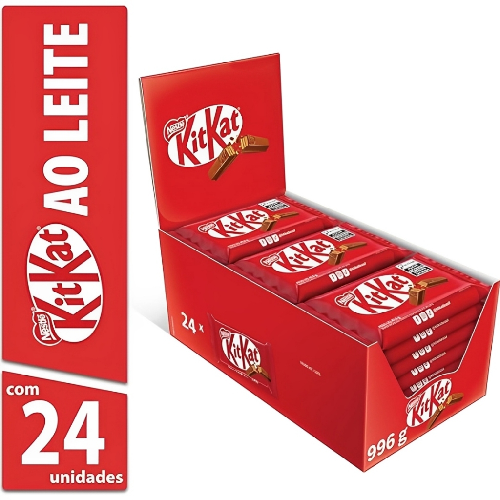 Chocolate Kit Kat Ao Leite 41,5g cada C/24 Unidades Nestlé em Oferta na Shopee