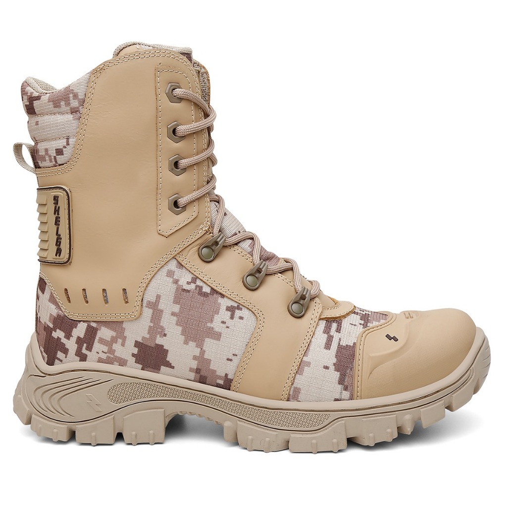 Bota Cano Longo Militar Tatica Biqueira Pvc Couro Nobre Shelga Boots C.A