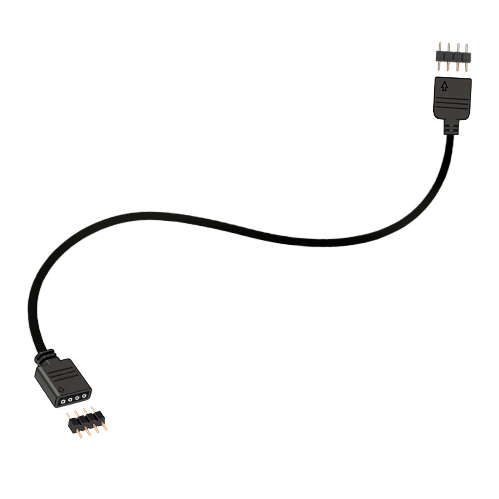 CABO EXTENSOR RGB 4 PINOS 12V PARA COOLER FAN E FITA DE LED, 30CM, PRETO