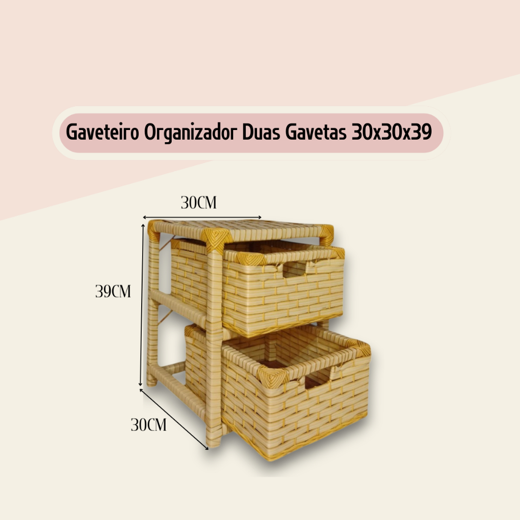 Gaveteiro Sintético Organizador Artesanal 2 Gavetas 39x30x30 em Oferta na Shopee
