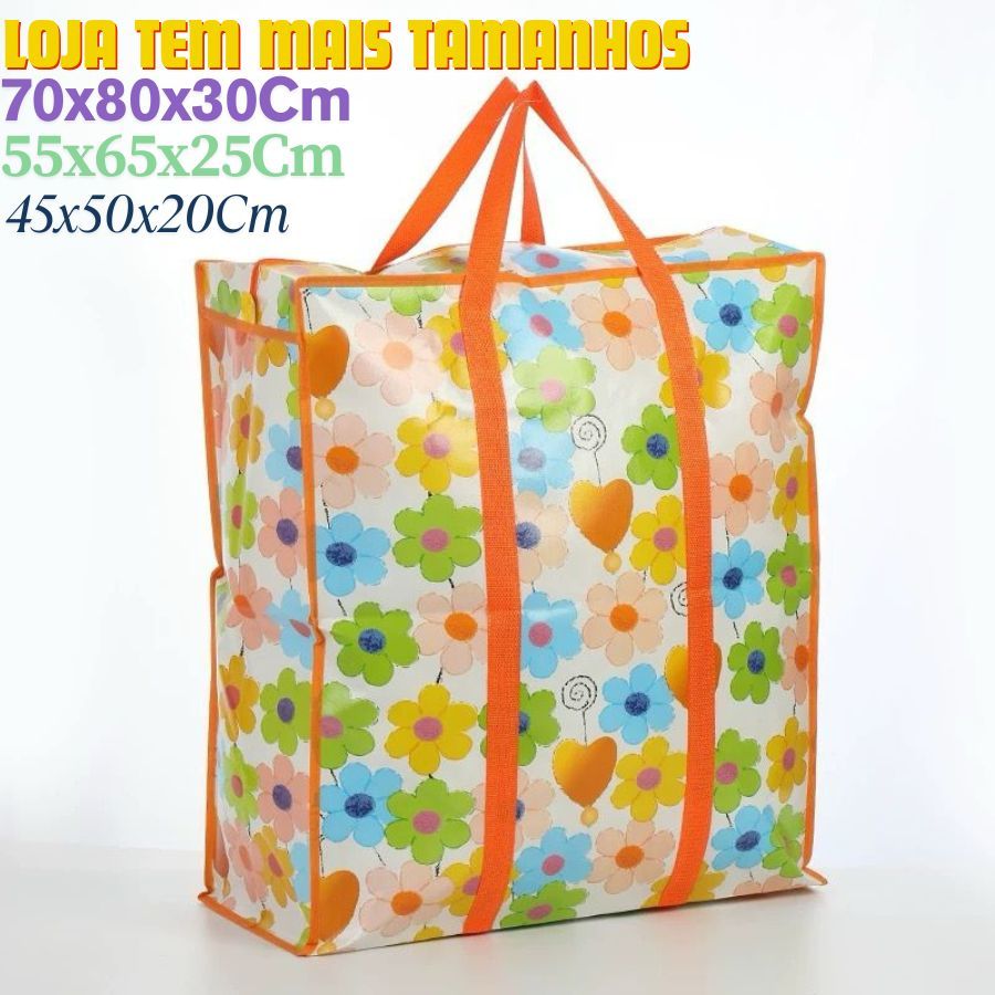 Sacola Sacolão 70x80x30Cm Ou 45x50x20Cm Ou 55x65x25Cm Sacoleira Bolsa Viagem Com Alça De Mão E Ziper